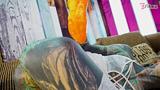 Tattoo girl solo anal play