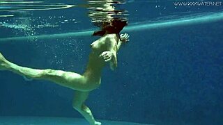 hey check out lina mercury rocking that red lingerie in the pool underwater