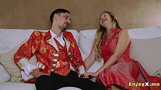 insatiable blonde with shaved pussy sucks hard in stockings