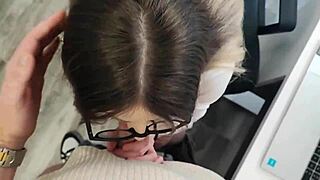 pov blowjob in the office with my busty boss