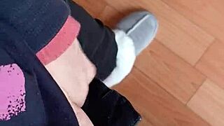 My lesbian colleague and I riskily masturbate together in the office, reaching orgasm.