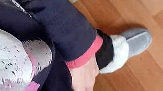 My lesbian colleague and I riskily masturbate together in the office, reaching orgasm.