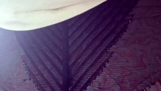 Beautiful teen 18+ Elza Kom shows off her big ass in nylon leggings and lingerie in the bedroom