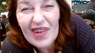 Teasing dirty-mouthed Dawnskye in fishnets and heels before mirrors