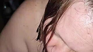 Receiving intense blowjob from experienced grandmother