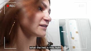 Step-sis catches step-bro's bathroom prank and fucks him back