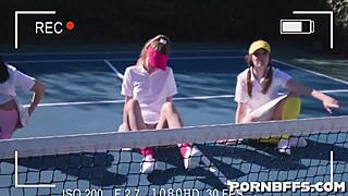 Daphne dare, cleo clementine, and daisy stone get bent over in doggystyle hardcore