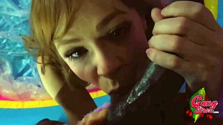 Giving Rebecca a Throat Whooping with Spitting and Gagging on Monster Cock