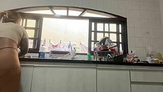 washing dishes in panties at father-in-law's house