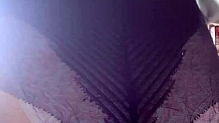 Beautiful teen 18+ Elza Kom shows off her big ass in nylon leggings and lingerie in the bedroom