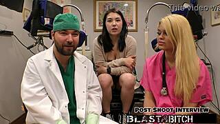 Mina Moon's Back Gets Blasted With Cum In POV Nurse Backstage Scene