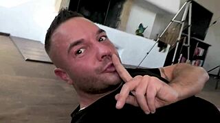 European Slut Gets Rough Quickie Fuck In POV, Swallows Cum, Caught By Husband.