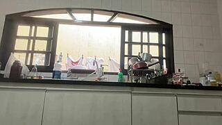 washing dishes in panties at father-in-law's house