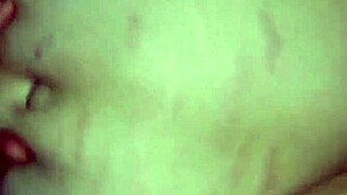 Hairy pussy filled with cum in her beaver