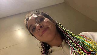 Crazy cumwalk through public mall leads to blowjob in toilet