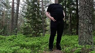 chubbykaot flashes cock in forest close up