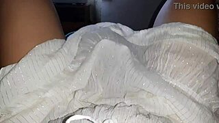 Shy girlfriend skillfully handles pussy with muff diving and cum in skirt.