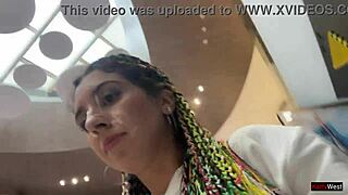 Crazy cumwalk through public mall leads to blowjob in toilet