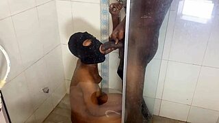 I fucked hardcore by monster bbc she deepthroat in the shower and moaned loud making our neighbors horny too.