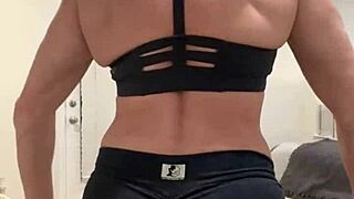 Blonde Wife Flexes Muscles for Fitness Fans