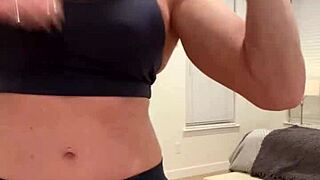 Blonde Wife Flexes Muscles for Fitness Fans