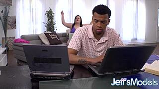 Black guy gives fat girlfriend Ashley Garland anal creampie