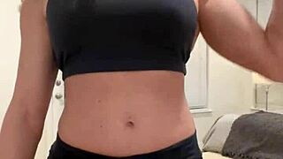 Blonde Wife Flexes Muscles for Fitness Fans