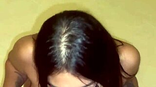 Latina gives handjob and deepthroat blowjob ending in massive cumshot