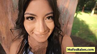 lovely brunette teen shows off her natural big boobs and juicy ass to her friend