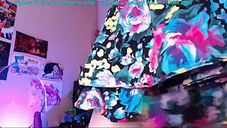Trickynymph uses a dildo on a clear chair in her 2019 stream part 1