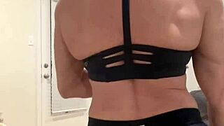 Blonde Wife Flexes Muscles for Fitness Fans