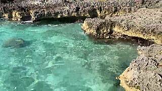 monika fox swims naked on beach bus stop