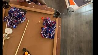 i-i can't believe this ebony cheerleader bends over for monster cock at the pool hall