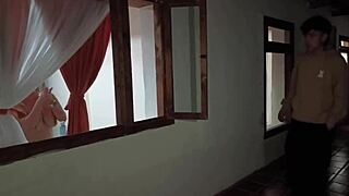 Blonde Colombian tenant with big tits spied on and fucked eagerly