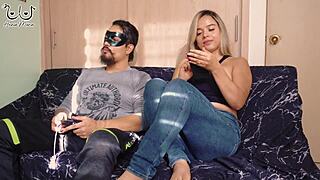 my gamer buddy shoves his huge cock in my mouth during playtime