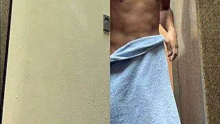 Brazilian shower spy at gym with huge dick.