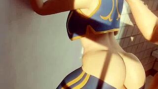 Chun li sneaks rough bathroom sex