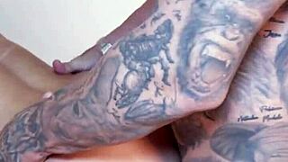 A curvy BBW MILF gets bent over by two monster cocks.