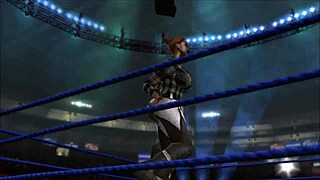 Marrisa battles John Morrison in an intense wrestling match with fetish elements. Action-packed showdown unfolds.