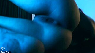 Latina Brunette's Sexy Barefoot Feet Licked Close Up With Big Ass And Legs