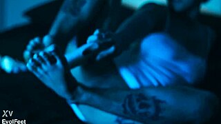 Latina Brunette's Sexy Barefoot Feet Licked Close Up With Big Ass And Legs