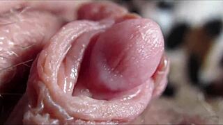 Big clit closeup during intense orgasm