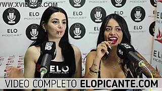 Feeling the passion as bisexual lesbians kiss and play with lollipop in intimate moment