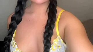 Slutty British girlfriend squirts in webcam solo show