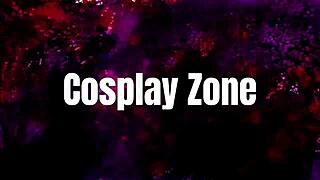 petite 18+ amberzinha cosplays lucy from cyberpunk 2077 with qrozne in blowjob scene!