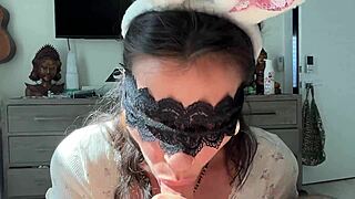 Cute bunny girl suck my cock and want to get fuck