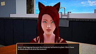 Redhead teen plays homemade family game with amateurs