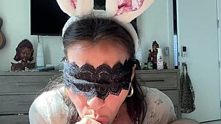 Cute bunny girl suck my cock and want to get fuck