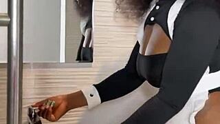 Ebony Maid Caught Riding Boss's Monster Cock! Full Video on Xred!