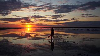 Walk on Red Sunset of Elton Salt Lake